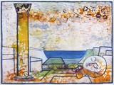 Landscape with Column and Fallen Head 1966, watercolor on paper, 56x76 cm