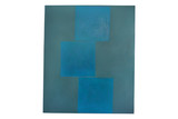 Große Form 3 blaue Quadrate 2021 Eitempera auf Nessel 190cmx160cm