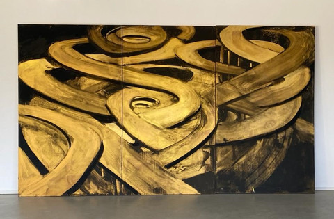 Ronald Franke, o.T. Gouache auf Leinwand, 220 x 370 cm