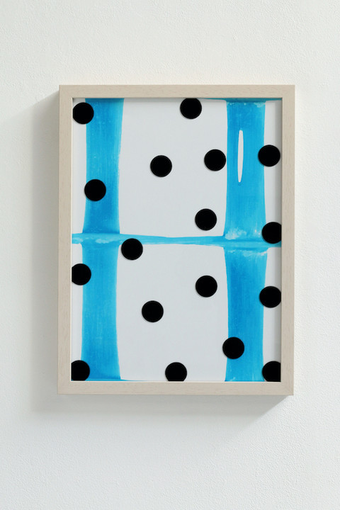ststs, "Rahmen II", 2019, Holzrahmen; Glasplatt; Siebdruck; Klebepunkte, 42 x 32 x 3 cm