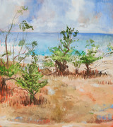 Mangrovenstrand, 2021, Öl auf Papier, 53 x 47 cm