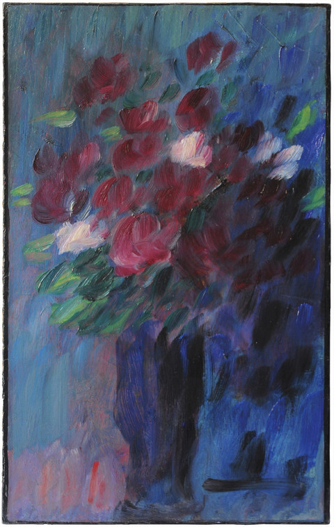 Rotermund, Grosses Stilleben (Vase mit Rosenstrauss Dunkelrote Blume), 1937