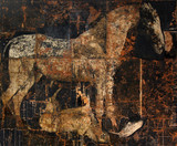 Nicola Samorì 'In silvis' 2007 mixed media on canvas cm 200x230 (detail)