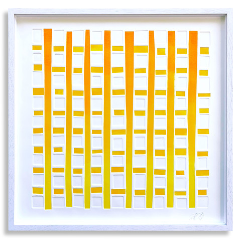 Alexander Arundell Dreipunkt Edition Yellow Grid 70 x 70 cm Monoprint and Embossment 600 EUR framed