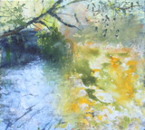Gabriele Goerke, Herbstwasserspiegelungen, Acryl Pigmente auf Leinwand, 45 x 50, 2020