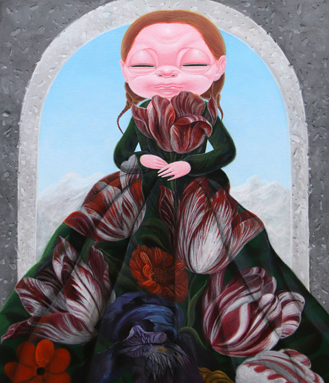Ha Haengeun Peaceful Girl, Acrylic on Canvas, 53 x 45