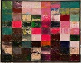 FAHAR AL SALIH Grape Fields Mosaik: Acryl, Harz auf Autowaschschwamm, Edelstahlrahmen 104 x 130 x 5 cm
