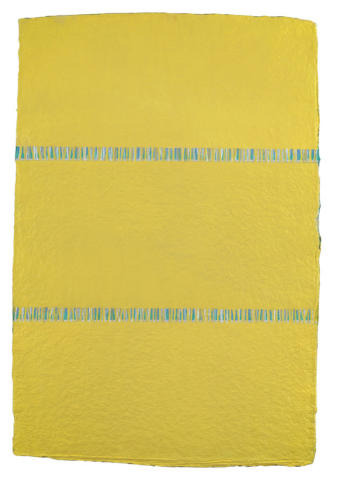 Büttenfolge, gelb, 2020, 145 x 105 cm, Acryl auf Bütten, gerahmt hinter Glas