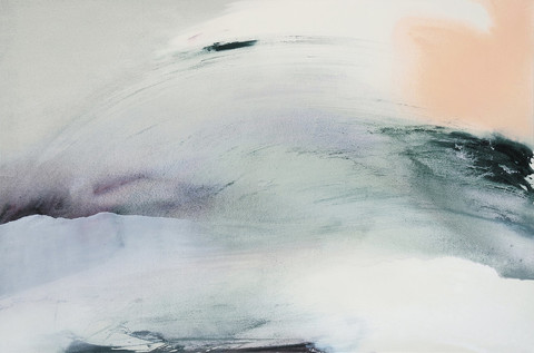 Simone Distler, Dieser Ton hoch in der Luft, 2020, Mischtechnik auf Leinwand, 104 x 155 cm