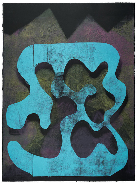 Eva Walker, Interferenz Nr. 17, 2019, Radierung, Schablonendruck auf Büttenpapier, 75,5 x 57 cm
