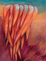 Jakob Gilg, Papilla, 2021, Pigment, Acryl und Öl auf Leinwand, 130 x 100 cm