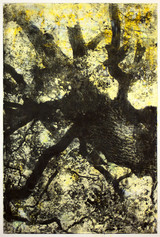 Ulrich J. Wolff Gelber Baum 2023 Farbradierung auf Bütten 110 x 80 cm Unikat 1/1