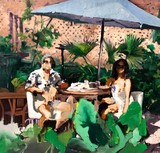 Couple having lunch in the sun, 2020, Öl auf Leinwand, 142 x 152 cm