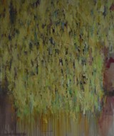 o.T., Acryl, Öl, Sprühfarbe auf ungrundierter Leinwand, 120 x 100 cm, 2023