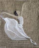 The lightness, Ballerina beige, Acryl auf Leinwand, patentierte Schlaufentechnik, 160 x 120 cm, 2023