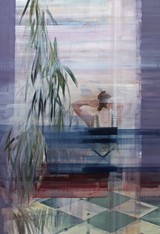 Frau am Fenster - Werkreihe I think I have seen, Mischtechnik auf Leinwand, 150 x 120 cm