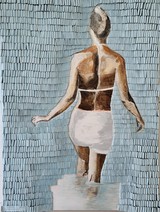 Summervibes white, Acryl auf Leinwand, patentierte Schlaufentechnik, 160 x 120 cm, 2023