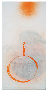Balance, Tusche, Collage, Wachs auf Holz, 40 x 20 cm, 2021
