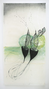 Serie Marsa Shagra, Tusche, Acryl, Wachs auf Chinapapier, 136 x 68 cm, 2023