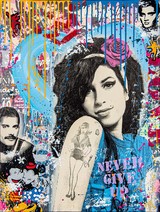 Amy Winehouse, Mixed Media auf Leinwand 100x75cm