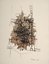 Heinz Trökes | Mit der Leiter | 1955 | Zweifarbige Tuschzeichnung | 62,7 x. 48,3 cm