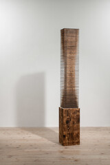 line sculpture black 147, 2020, burned and painted wood, 133,2x26,2x20,5cm (+ base 62,5cm)