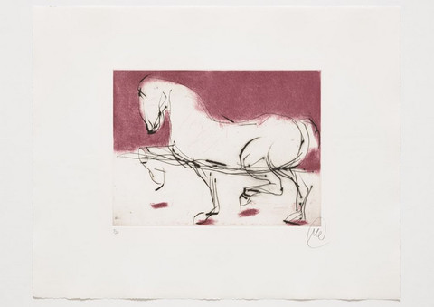 Lüpertz Ohne Titel (Pferd rot) 2019 Kaltnadelradierung 56 x 695 cm JK 4270 A4 sRGB