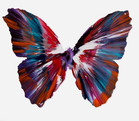 Damien Hirst - Butterfly Spin Painting - Acrylic on cardboard, 2009, 53 x 68 cm, Hand signed and stamped signature with studio stamp