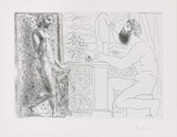 Pablo Picasso - ‚Sculpteur et son modèle devant une fênetre - La Suite Vollard (Bl. 168), 1933, Radierung auf Montval, Auflage 245+ 15 AP, 33,7 x 44,5 cm, signiert - Galerie Jeanne Muenchen