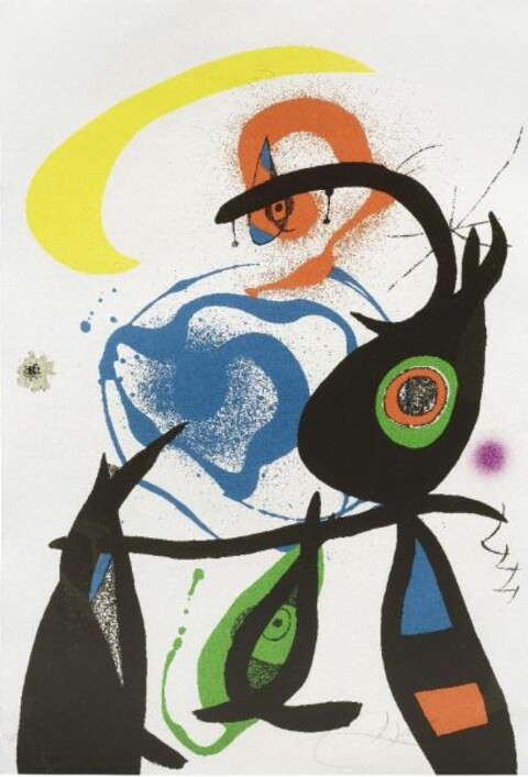 JOAN MIRÓ - ‚Oda a Joan Miro‘ - Color lithograph on handmade paper, 1973, 88 x 61 cm, Edition 75, signed and numbered, Mourlot 910 - Galerie Jeanne Munich