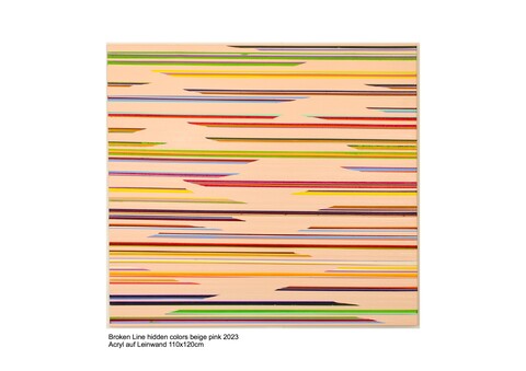 Ruri Matsumoto Broken Line hidden colors beige pink, 2023, Acryl auf Leinwand, 110x120cm