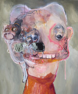 Juliane Hundertmark: &#34;Fear&#34;, 2021, Öl, Collage/Leinwand, 170 x 150 cm