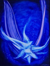 Darko Lesjak Der blaue Stern 1 2023 Hinterglasmalerei 80 x 60 cm