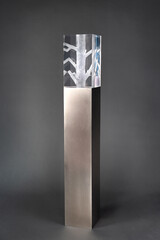 Skulptur &#34;Luminous&#34;, Plexiglas, Edelstahl, LED, ausgehöhlt, gefräst, geschliffen, poliert, 2023-2024