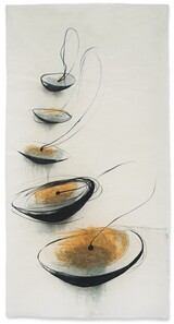 Gemälde &#34;Schalen (Symbiose)&#34;, Tusche, Wachs auf Japanpapier, 140 x 77 cm, 2022