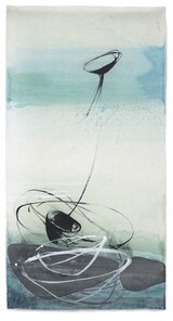 Gemälde &#34;Fleur déracinée&#34;,Tusche, Wachs auf Japanpapier, 144 x 77 cm, 2023