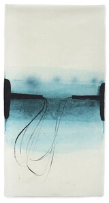 Gemälde &#34;Fragile Verbindung&#34;, Tusche, Wachs auf Japanpapier, 144 x 77 cm, 2023