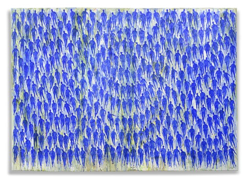 Stefan Pietryga / PASSAGE blaue personen / 2024 / Aquarell auf Bütten / 40 x 30 cm