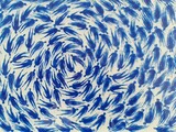 Stefan Pietryga, PASSAGE ( -blau,schatten) 2024, Hinterglasmalerei auf Floatglas / Aquarell auf Bütten, 62 x 82 cm