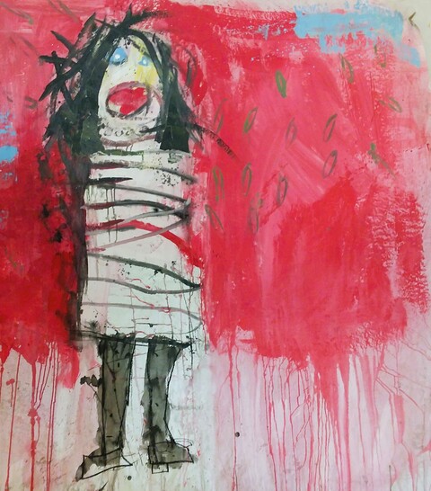 Vanni Spazzoli 'Bambina' mixed media on canvas cm 200x180 (detail)