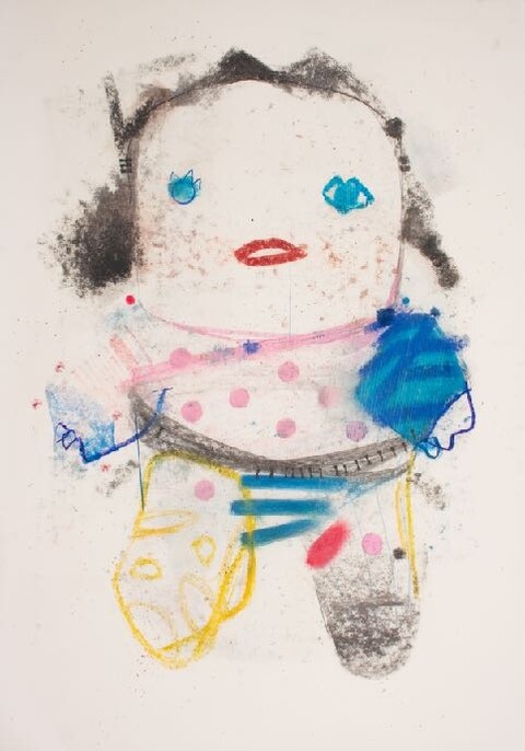 Luca Lanzi 'Doll' mixed media on paper cm 100x70