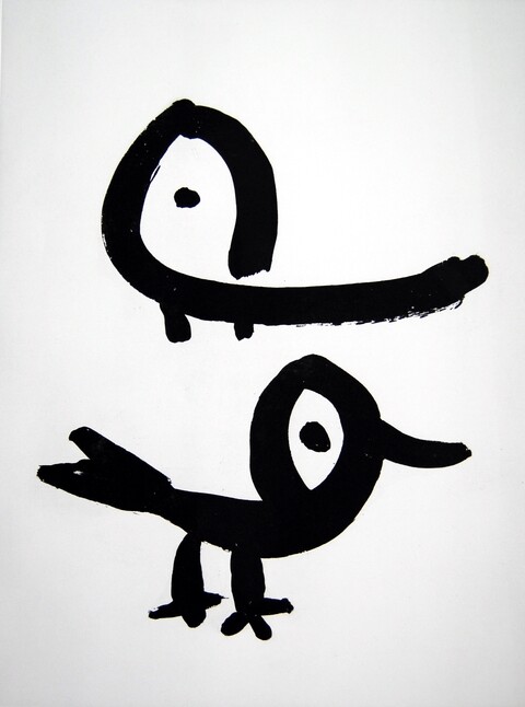 Eun Nim Ro, Vogelpaar, 69x51cm, Radierung auf Bütten, 2000, Blatt 90x70cm, Auflage 30, Nr