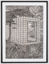 Hans Weigand, Narziss betrachtet das versunkene Schwarze Quadrat, 2021, Holzschnitt auf Papier, Ed. 5/5, 95 x 70 cm © H. Weigand, Bildrecht 2023, Wien