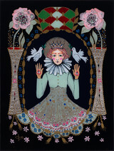 Friedenskönigin, 2023, Hinterglasmalerei, 50 x 40 cm