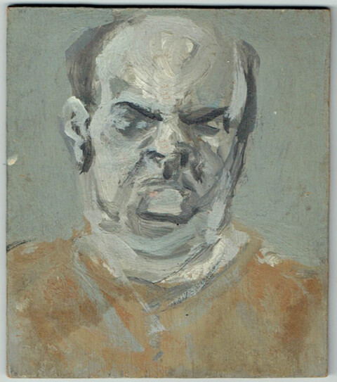 Peter Burger Selbstbildnis ca. 1980 Öl auf Holz 12 x 10 cm