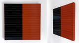 Robert Currie, grid 16/2 of black, red and white nylon monofilament (85,650 cm), 2022, 50x50x5 cm