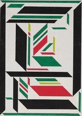 Leo Breuer, construction, 1954, Kasein und Gouache auf Papier, 31x22 cm, Rahmen 45,5x36,5 cm