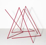 Chantal Atelin, trait 51 (Triptychon), 2013, Stahl-Pigment Rot, Unikat, 34,5x36,5x28,5 cm / 28x37,5x32,5 cm & 34,5x44x33 cm