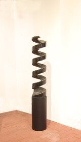 Ralf Weber - 'Screw' - black granite, steel - 166 x 27 x 27 cm, base 62 x 27 x 27 cm
