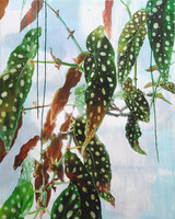 'My houseplants 2' - Ölfarbe, Acrylfarbe, Nylonfasern auf Leinen, 150 x 120 cm.